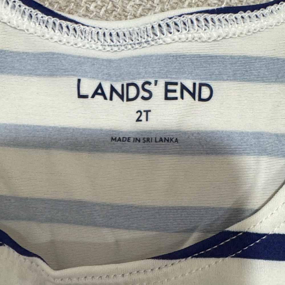 Lands' End Striped Navy and White Kids Dress - Picture 2 of 4